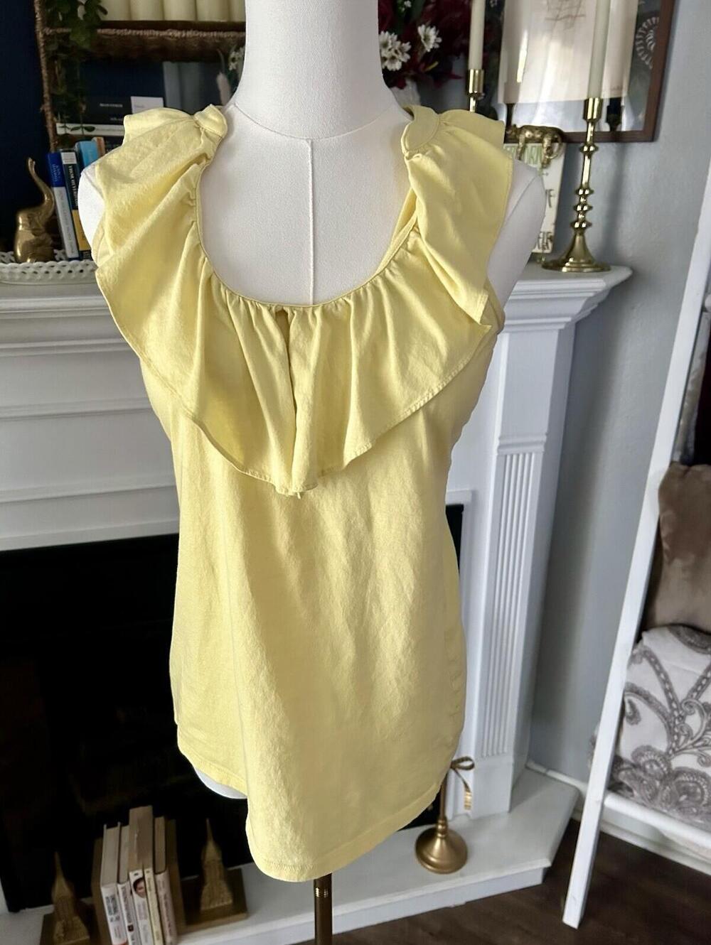 Lilly Pulitzer Starfruit Yellow Cleo Ruffle Collar Sleeveless Top Size Medium
